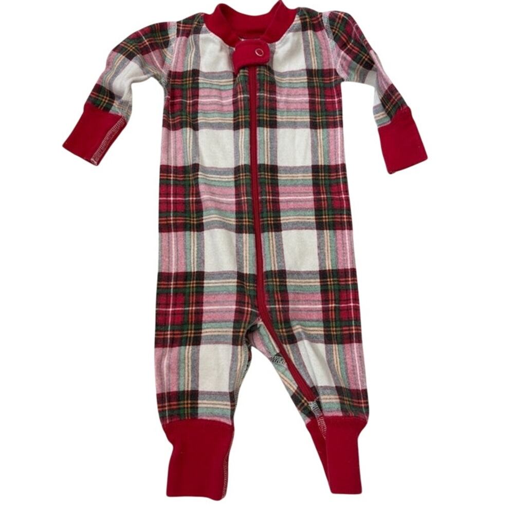 Hanna Anderson Plaid Baby Organic Cotton Sleeper Size 0-3 Months